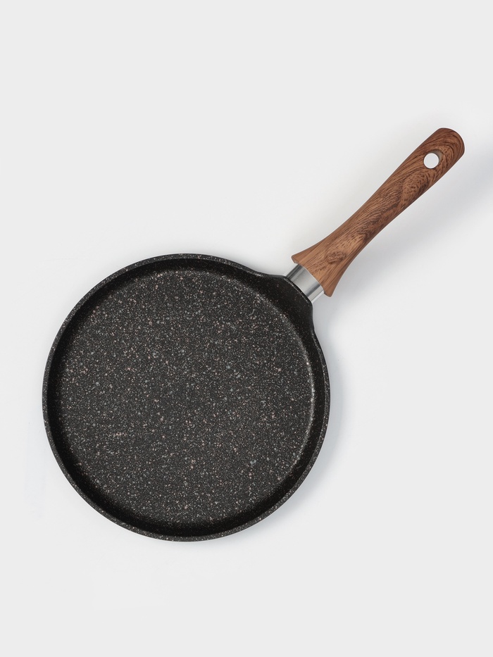 Сковорода блинная KUKMARA Granit Ultra, d=24 см, пластиковая ручка, антипригарное покрытие, алюминий, чёрная