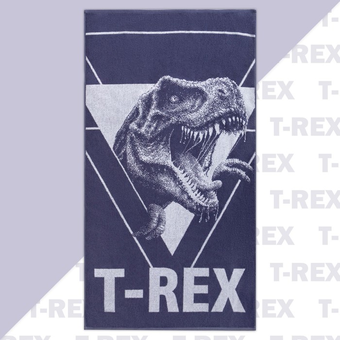 Полотенце махровое «Этель» T-REX, 70×130 см, хлопок 100%, синее