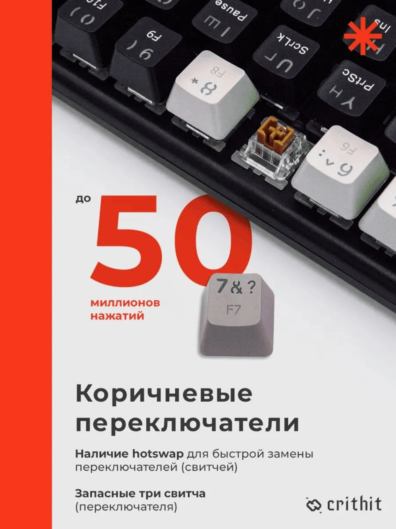 Черно-серая игровая механическая клавиатура Crithit (65%) Многоцветная