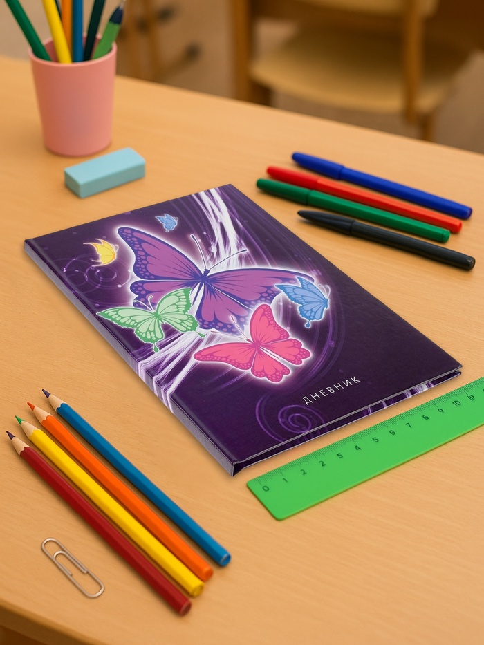 Дневник школьный для 1-11 классов, «Бабочки. Неон ?», твёрдая обложка 7БЦ, глянцевая ламинация, 40 листов
