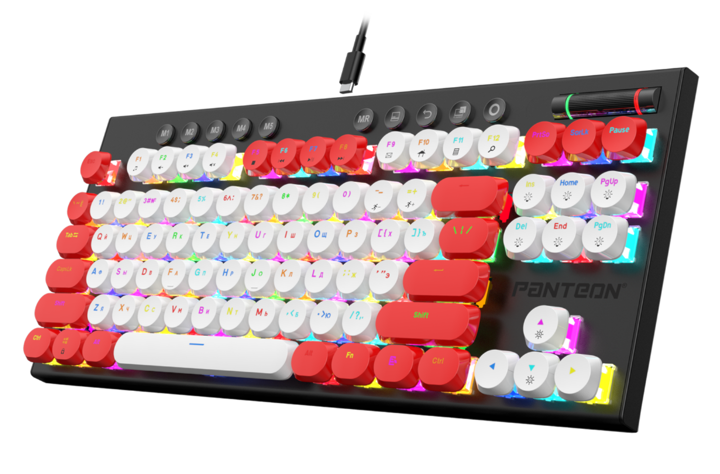 Механическая низкопрофильная клавиатура с FullRGB-подсветкой PANTEON T20 PRO RS HS D White-Red (52)