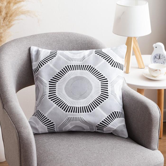 Наволочка декоративная 40×40 см, Circle black, 100% хлопок