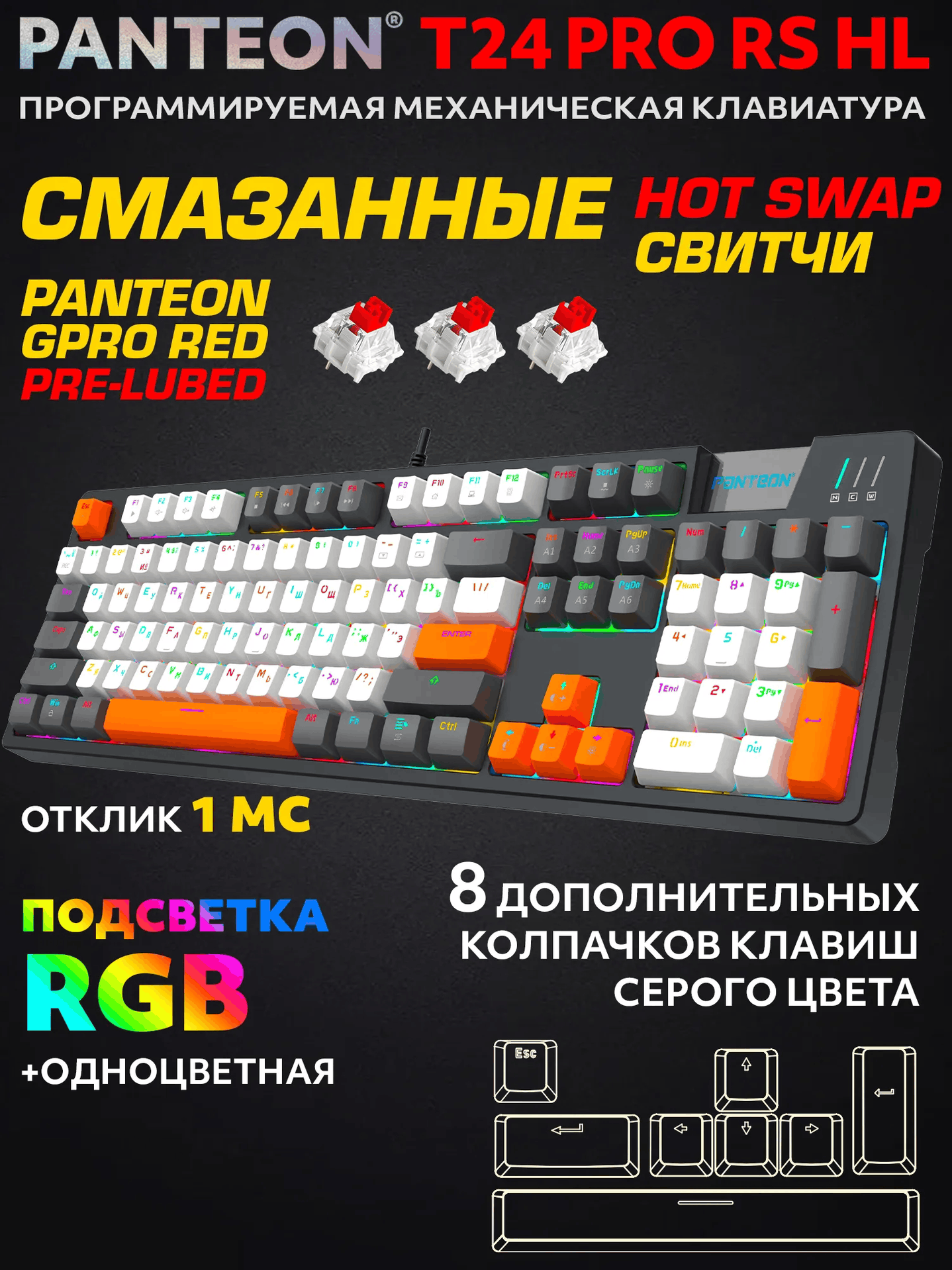 Механическая Программируемая Клавиатура PANTEON T24 PRO RS HL PREMIUM (224)