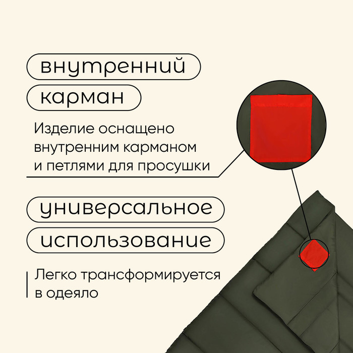 Спальный мешок maclay camping summer, одеяло, 2 слоя, правый, 220×90 см, +10/+25°С