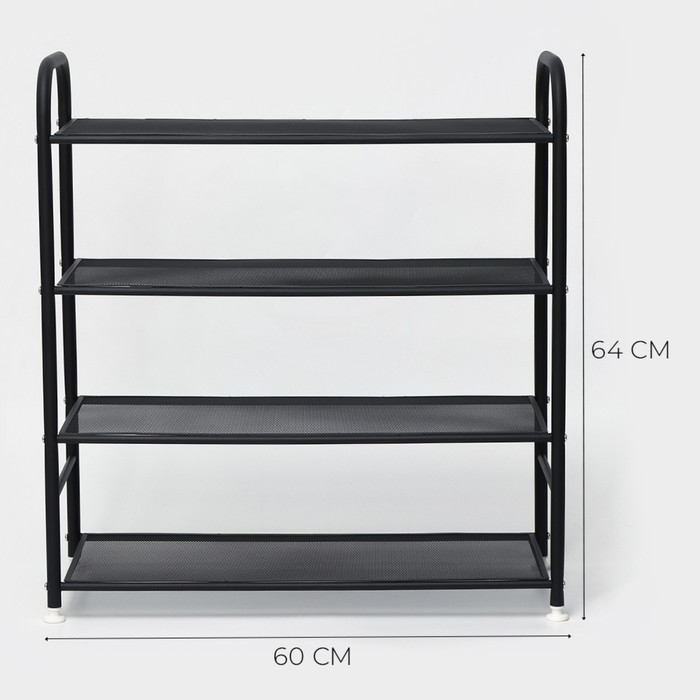 Обувница металлическая LaDо́m, 4 яруса, 60×27×64 см, чёрная