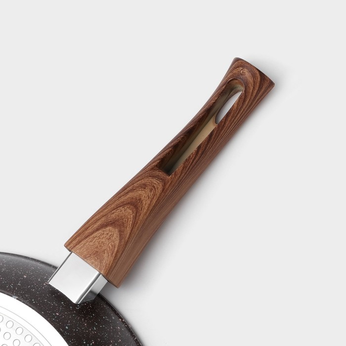 Сковорода Magistro Granit, d=28 см, съёмная ручка soft-touch, антипригарное покрытие, индукция, кованый алюминий, чёрная