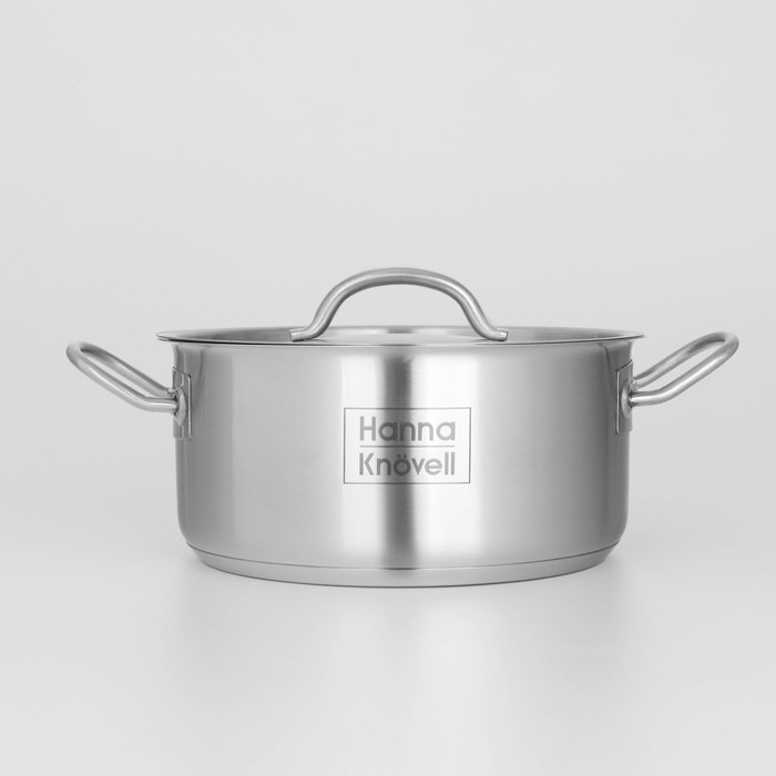 Кастрюля Hanna Knövell, 3 л, d=20 см, h=9.5 см, толщина стенки 0.6 мм, с крышкой, индукция, нержавеющая сталь