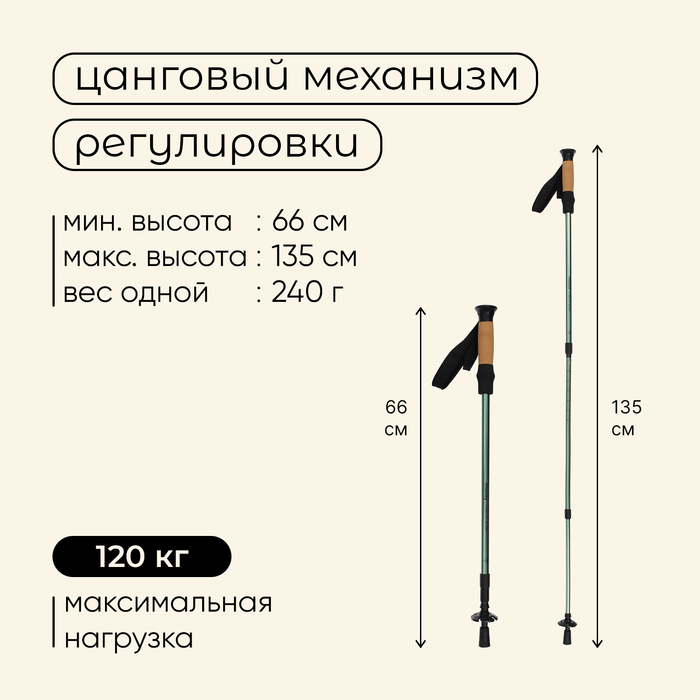 Палки трекинговые maclay Alu 100, телескопические, 2 шт.