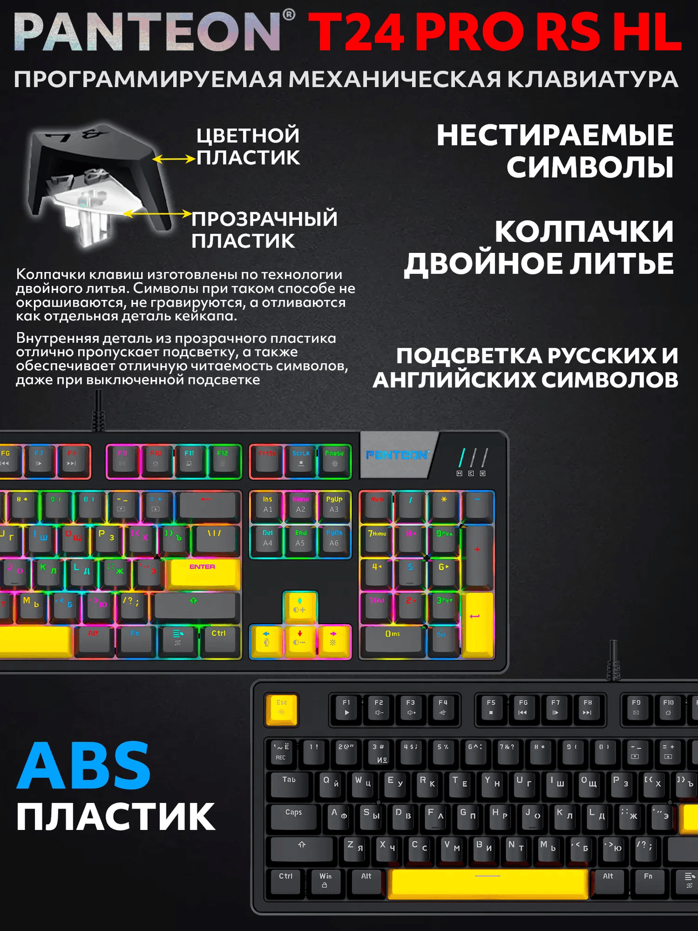Механическая Программируемая Клавиатура PANTEON T24 PRO RS HL Black-Dark Grey (231)