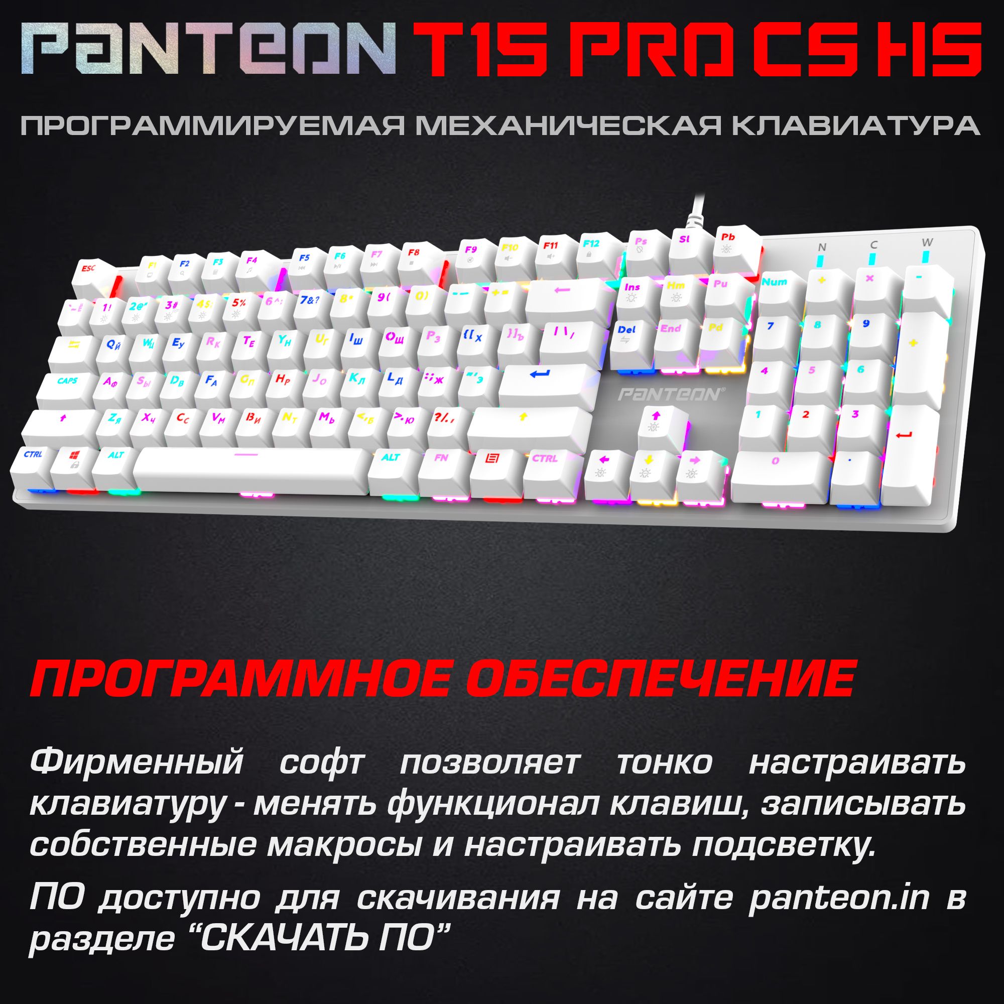 Механическая программируемая клавиатура с RGB-подсветкой PANTEON T16 PRO CS HS
