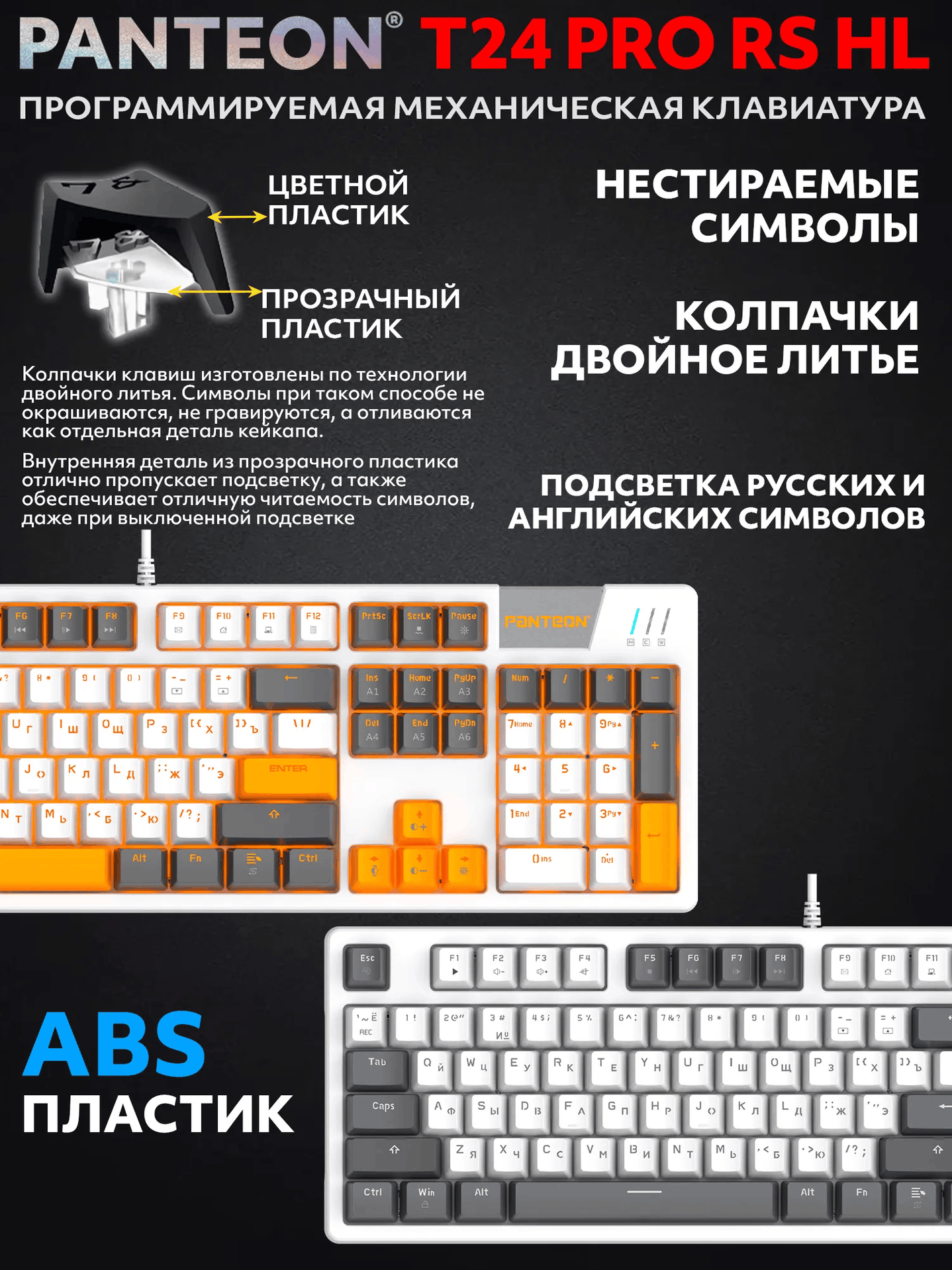 Механическая Программируемая Клавиатура PANTEON T24 PRO RS HL White-White-Dark Grey (220)