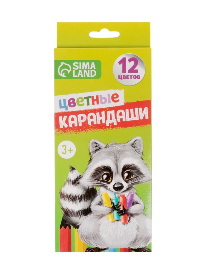 Карандаши Calligrata цветные заточенные, 12 цветов, пластиковые, в картонной коробке