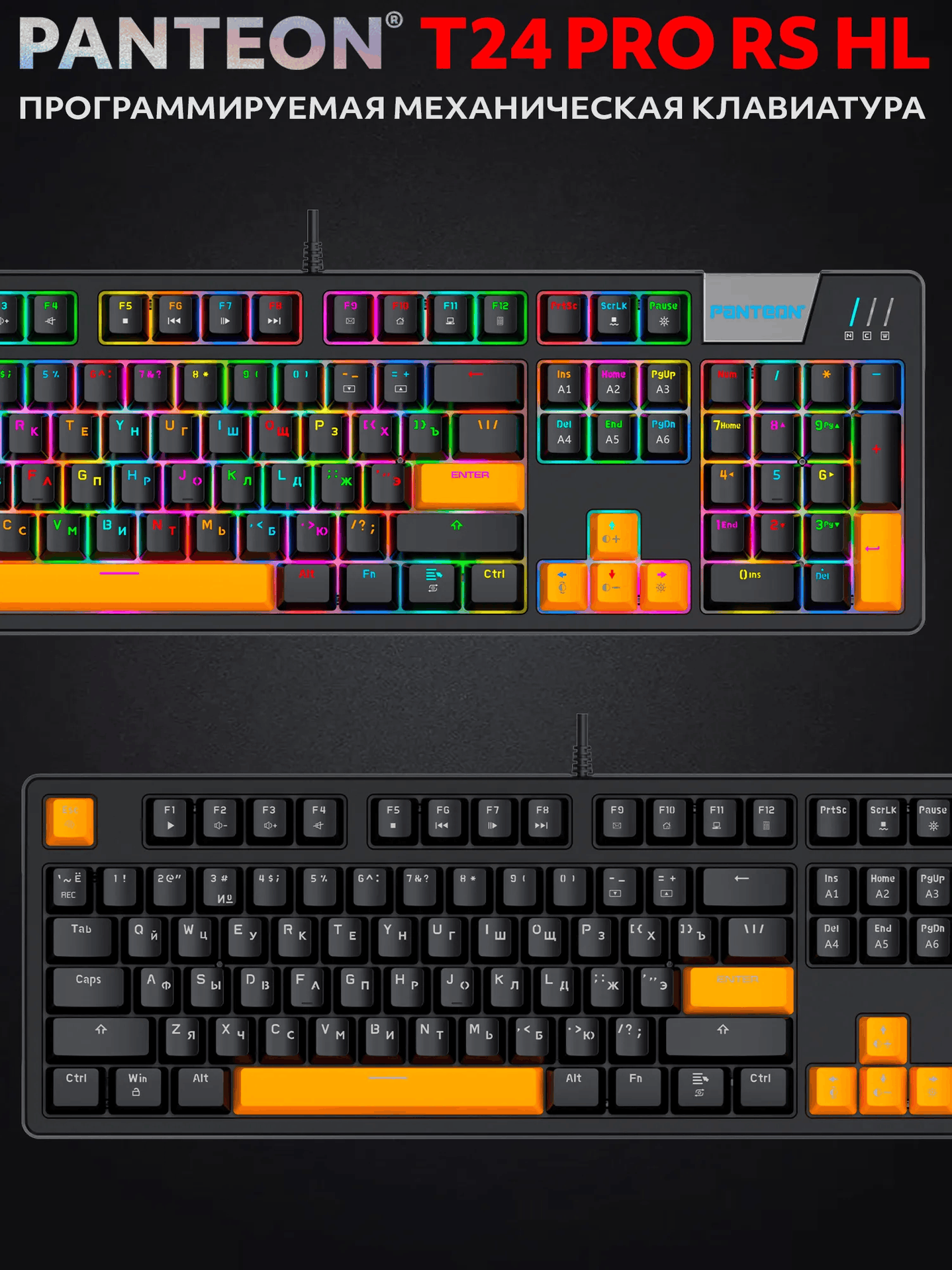 Механическая Игровая Программируемая Клавиатура PANTEON T24 PRO RS HL Black (230)
